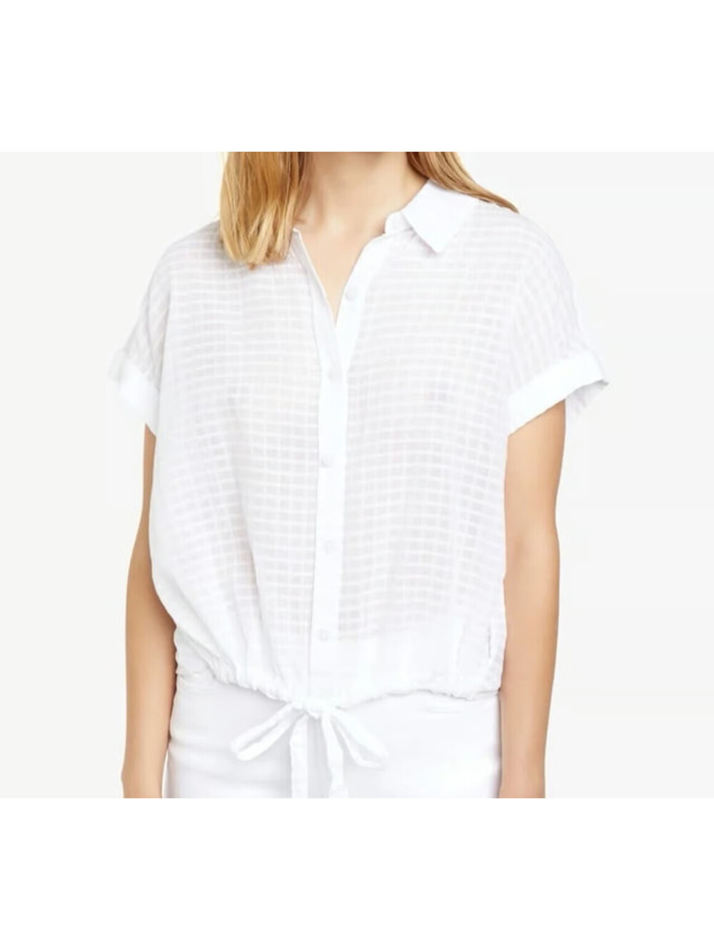 Sanctuary Women's Borrego Tie Front Blouse White S Small Casual Comfy Cotton